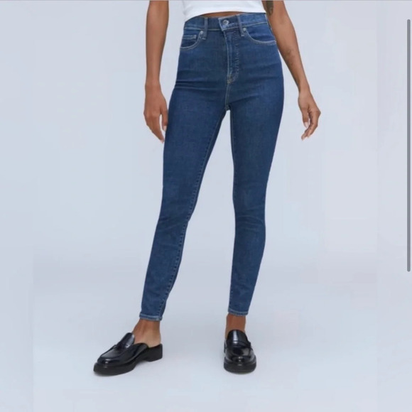 EVERLANE The Way High Skinny Jeans Size 28 Crop Dark Wash NWT High Waist Stretch - Picture 1 of 15